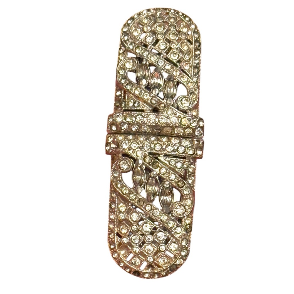Vintage 1930s Coro Duette Clear Art Deco Rhinestone Dress Clips Brooch
